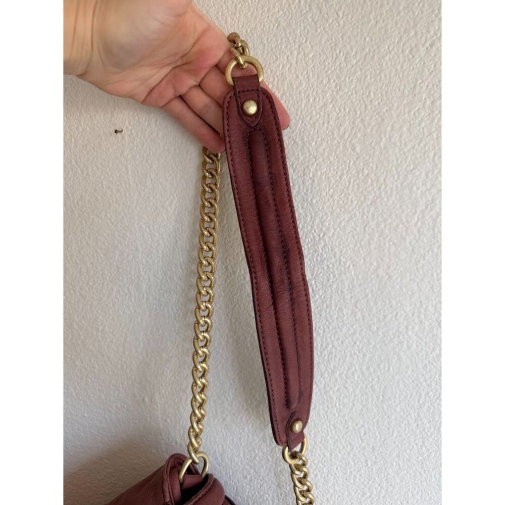 Pour La Victoire Knotted Leather & Canvas Satchel Shoulder Bag in Oxblood & Gold - Picture 5 of 15